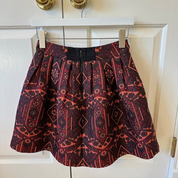 Alice + Olivia Stora Pleated Tribal-Print Skirt Mini Skirt Women’s Size 0 - Picture 2 of 3